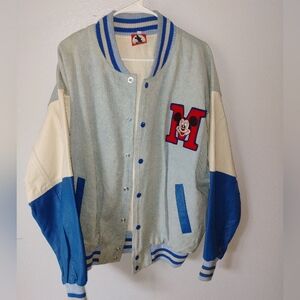 Men's Vintage Mickey Mouse Varsity Jacket,Large